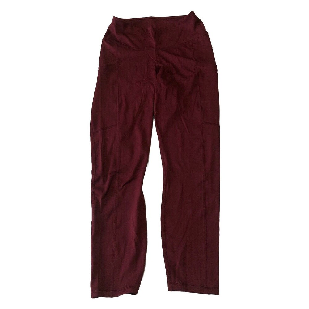 Fabletics Women's High Waisted Side Pockets 7/8 Leggings Wine Red Size Large NWT